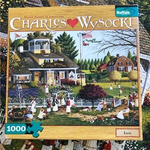 Vintage Charles Wysocki “love” 1000 piece puzzle complete tennis Rhode Island